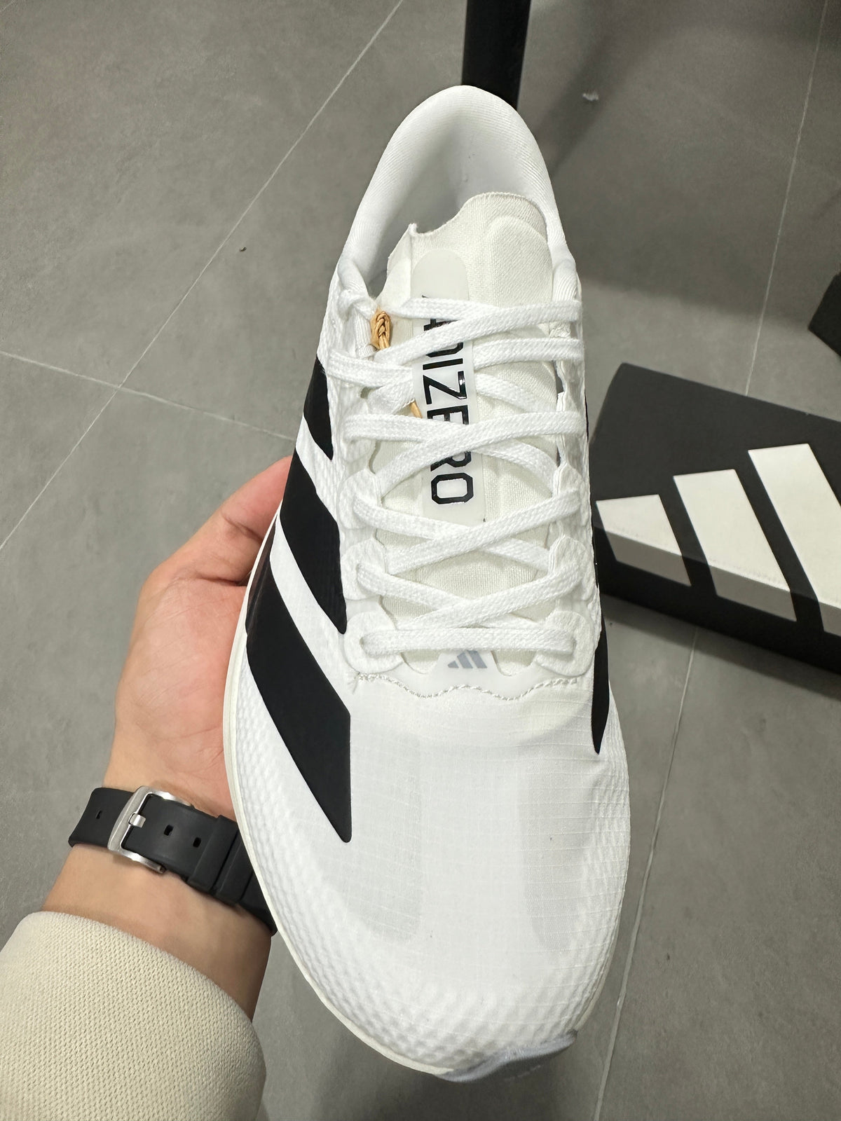 adidas Adizero Lightstrike Pro Running Shoes in White JR4736 - product image from the listing.