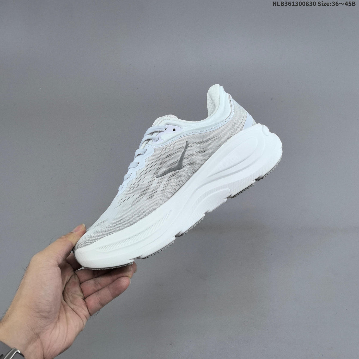 HOKA Bondi 9 Low-Top Shoes for Running, White, Style 1162012 - product image from the listing.