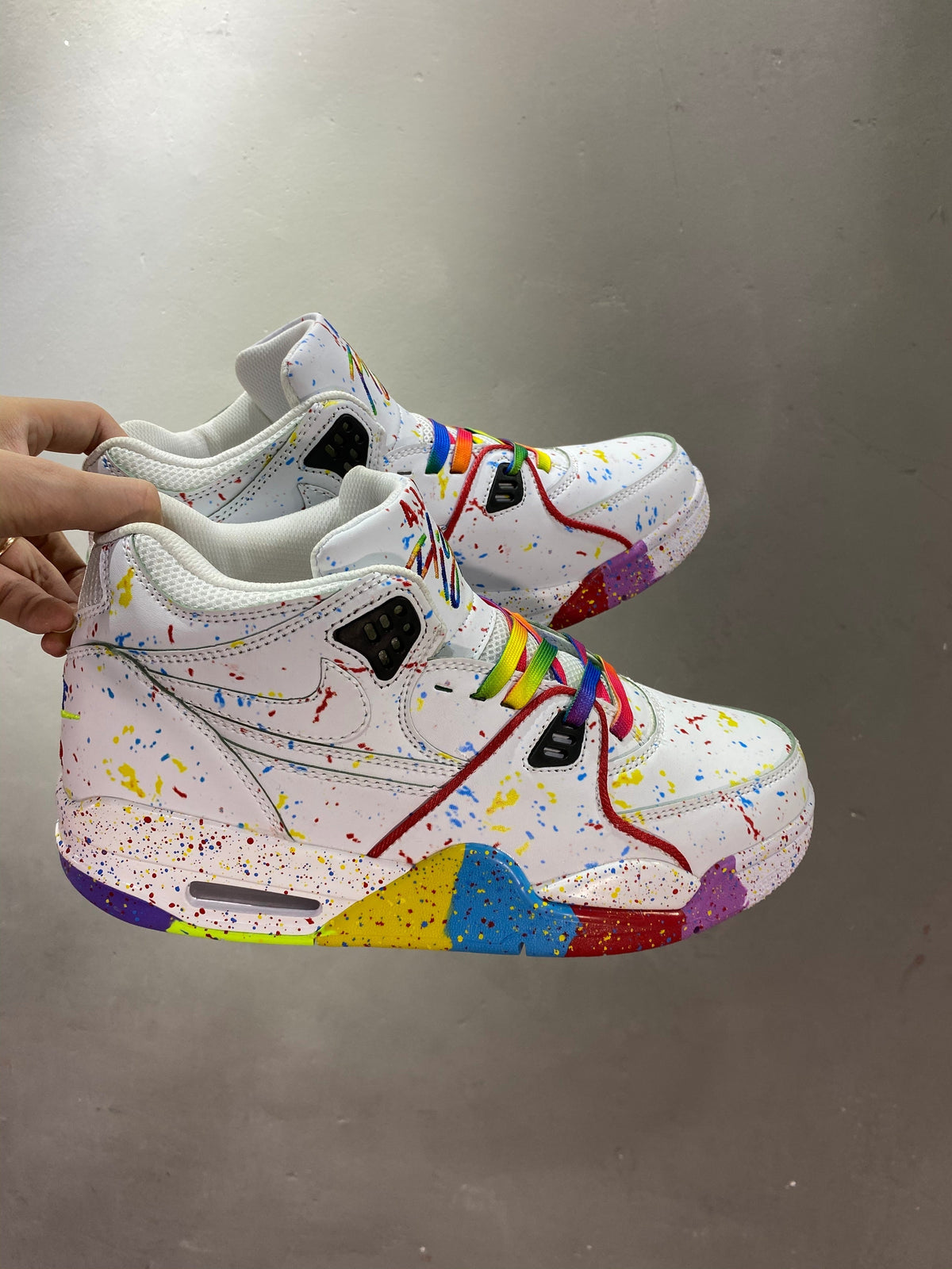 White Multicolor Nike Air Flight 89 High-Top Sneakers - product image from the listing.
