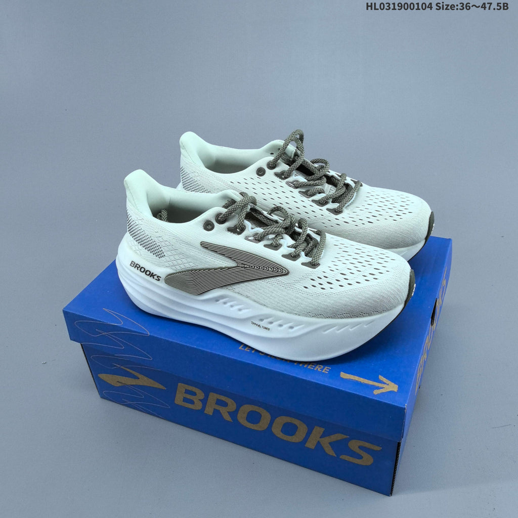Brooks Glycerin Max Running Shoes, in White and Lime - product image from the listing.