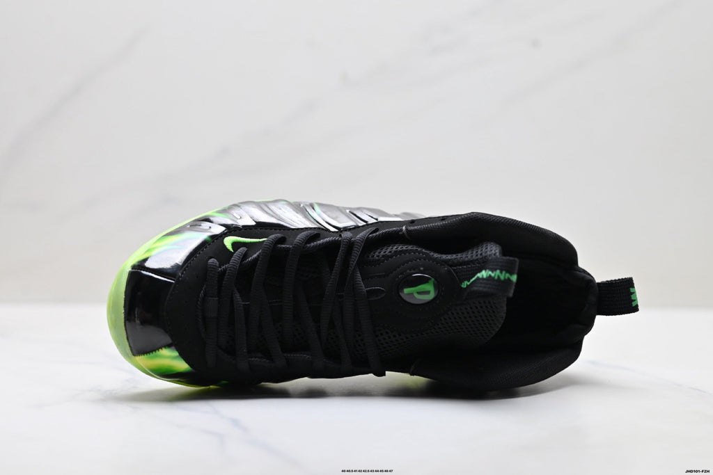 Nike Air Foamposite Huarache Basketball Sneakers in Black Green - product image from the listing.