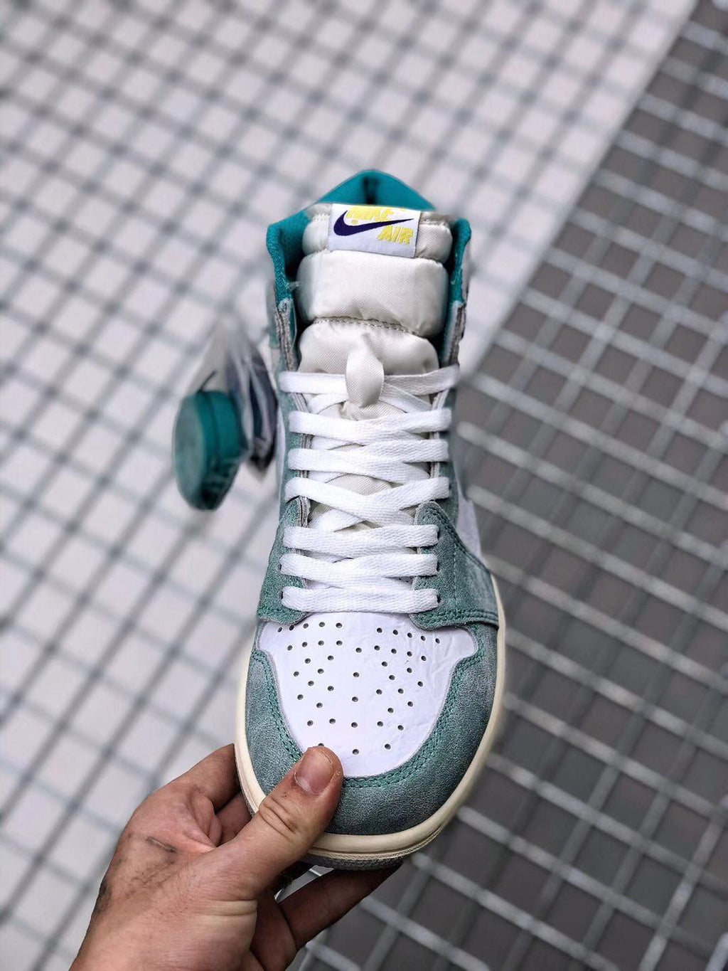 Air Jordan 1 High OG Teal and White Sneakers - product image from the listing.