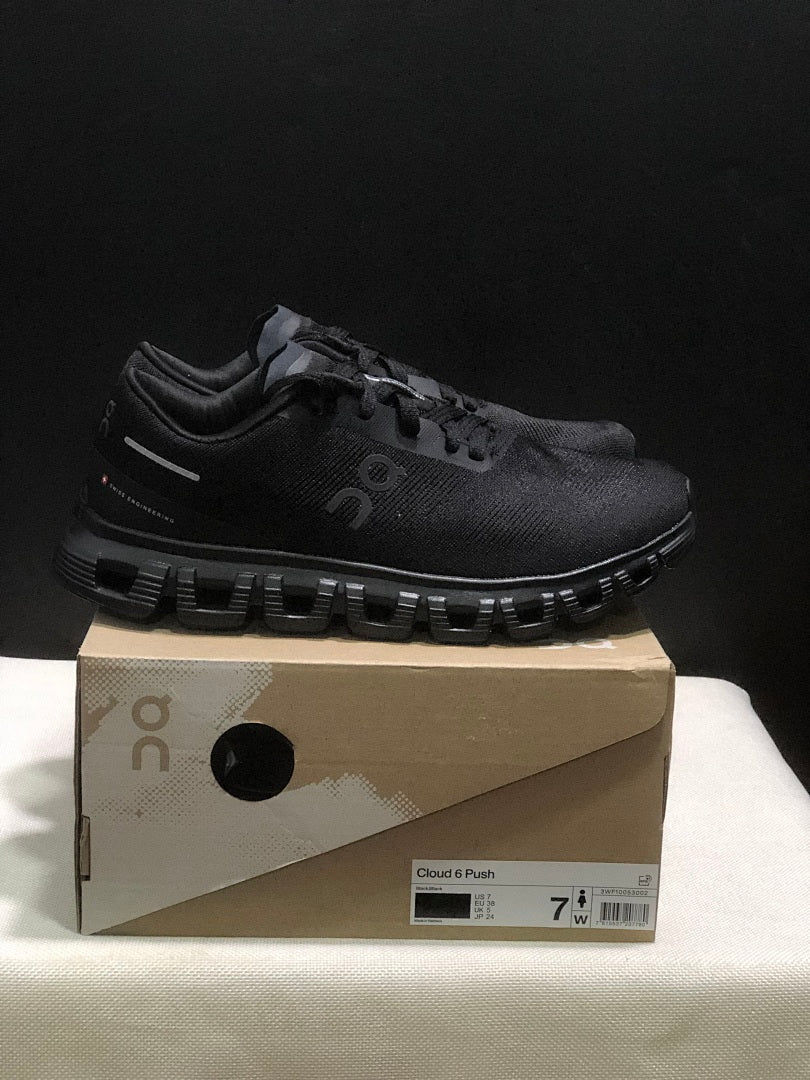 On Cloud 6 Push Running Sneakers in Black - product image from the listing.