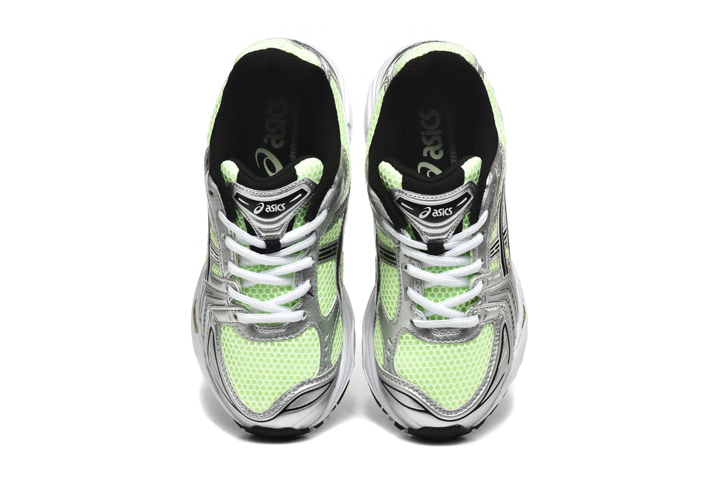 ASICS Gel-Kayano 14 Sneakers in Silver Lime Green - product image from the listing.