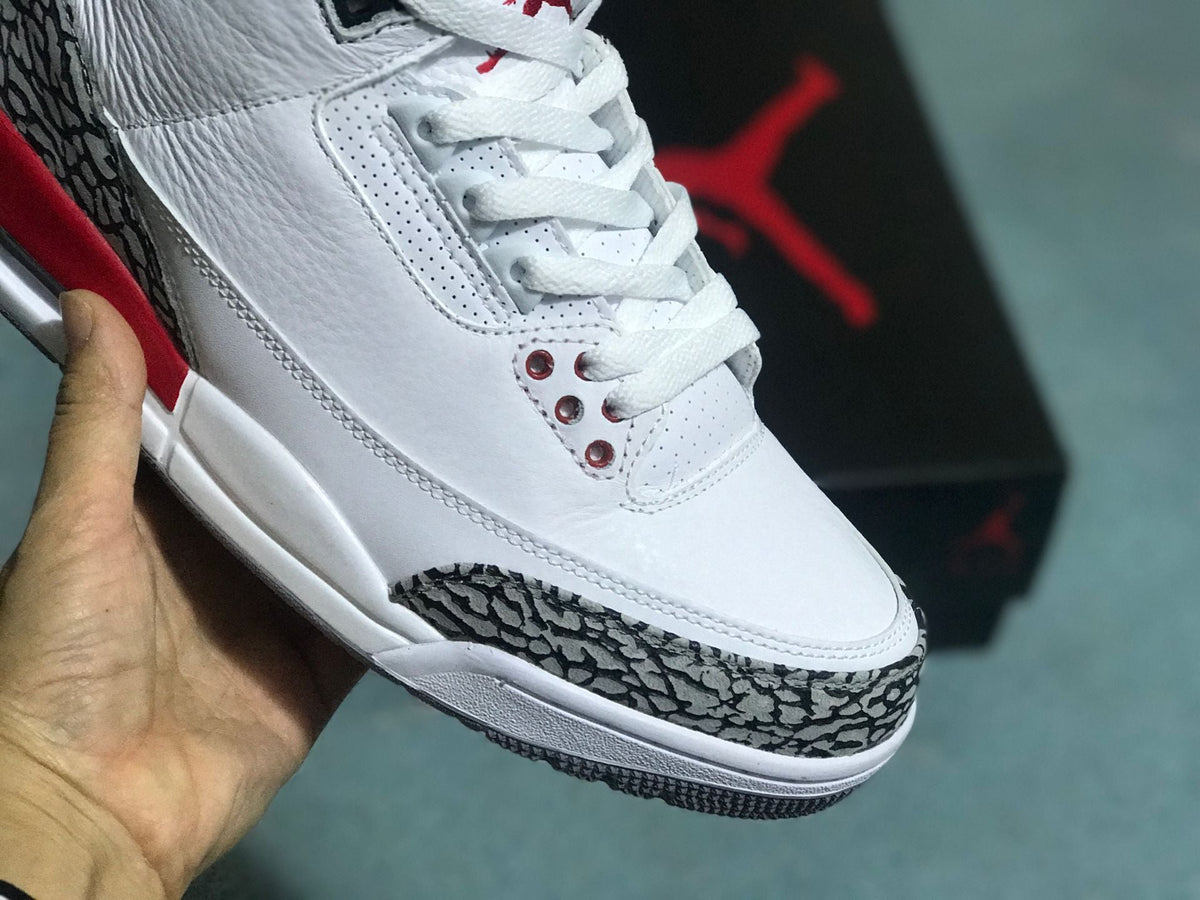 White Red Elephant Print Sneakers - Jordan 3 Retro - product image from the listing.