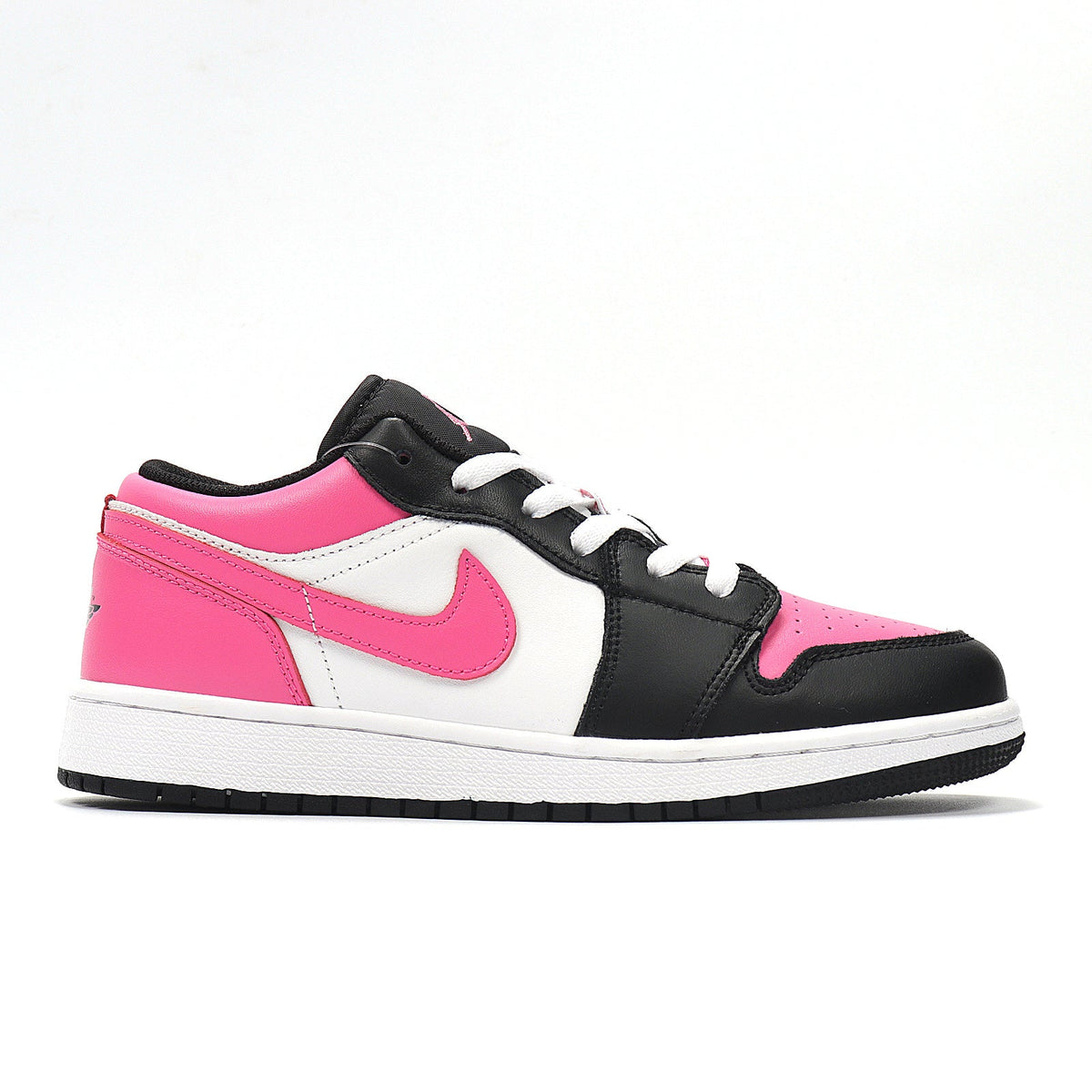 Jordan 1 Low Sneakers in Black Pink White 554723-106 - product image from the listing.