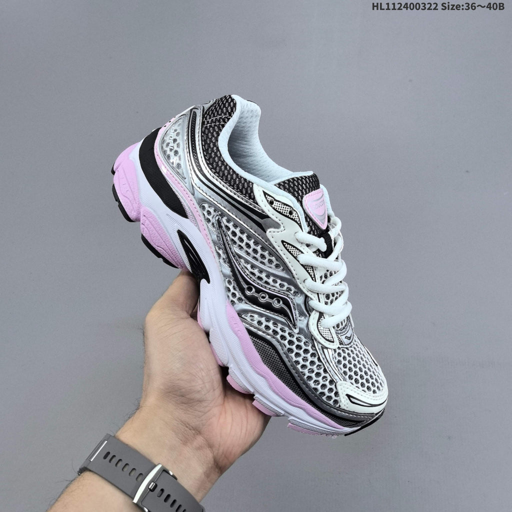 Saucony ProGrid Omni 9 Sneakers in White, in Silver & Pink - product image from the listing.