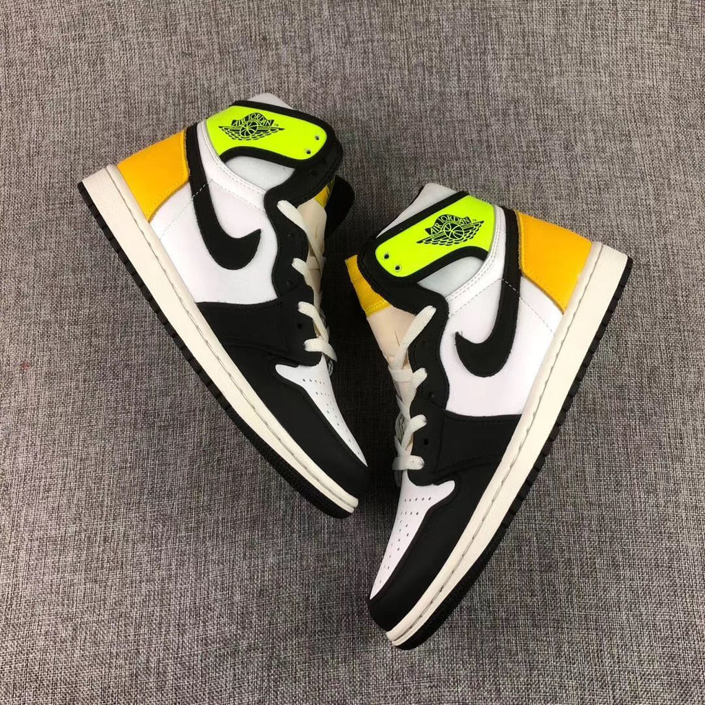 Air Jordan 1 High OG Volt Gold Sneakers Black White - product image from the listing.