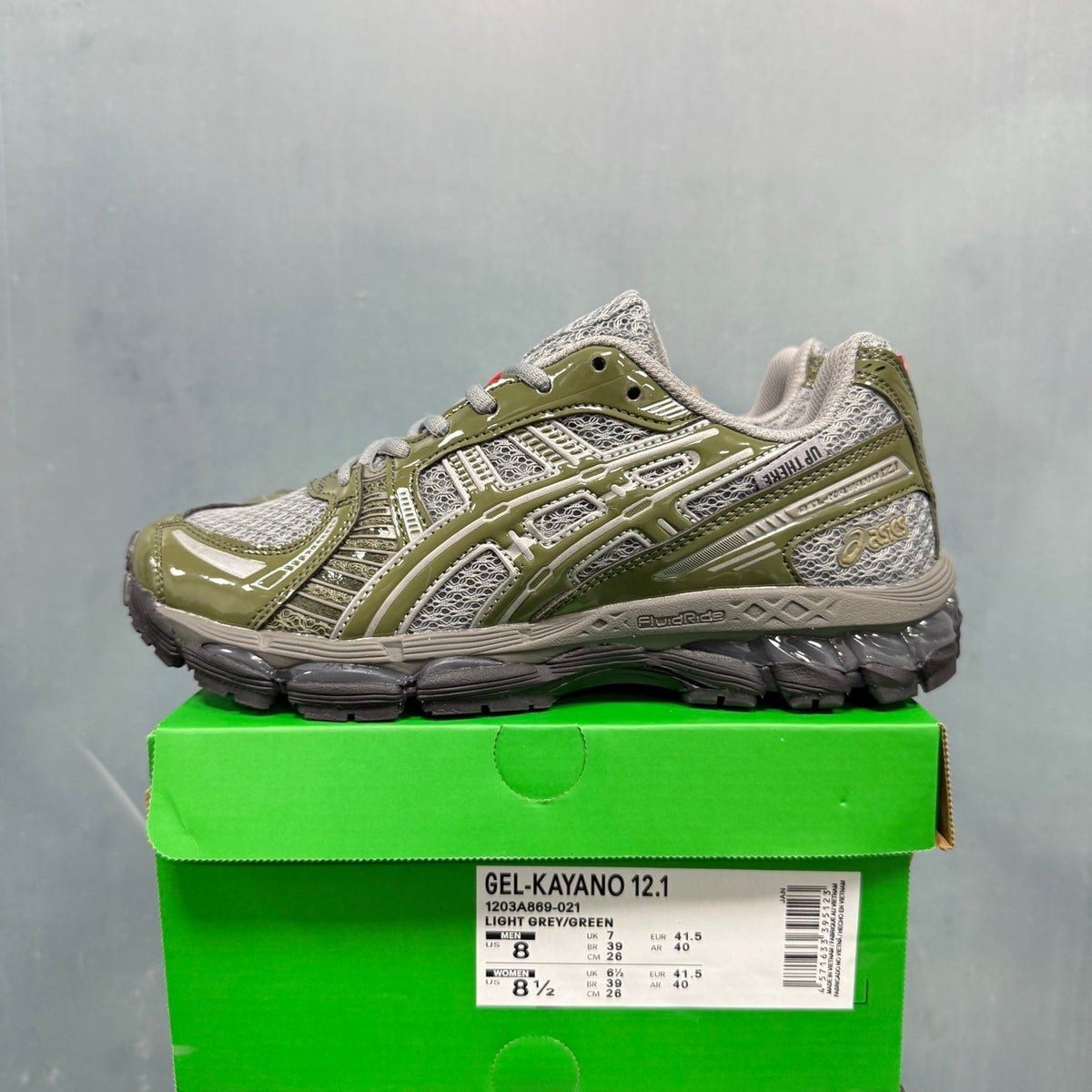 ASICS GEL-Kayano 12.1 Sneakers in Light Grey Green - product image from the listing.