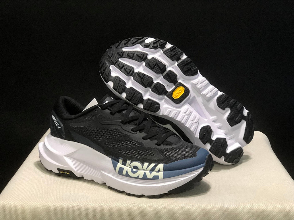 Black and Blue HOKA Mafate X Trail Running Shoes - product image from the listing.