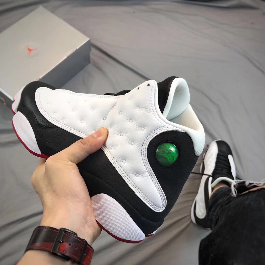Air Jordan 13 He Got Game Sneakers in Black White Red - product image from the listing.
