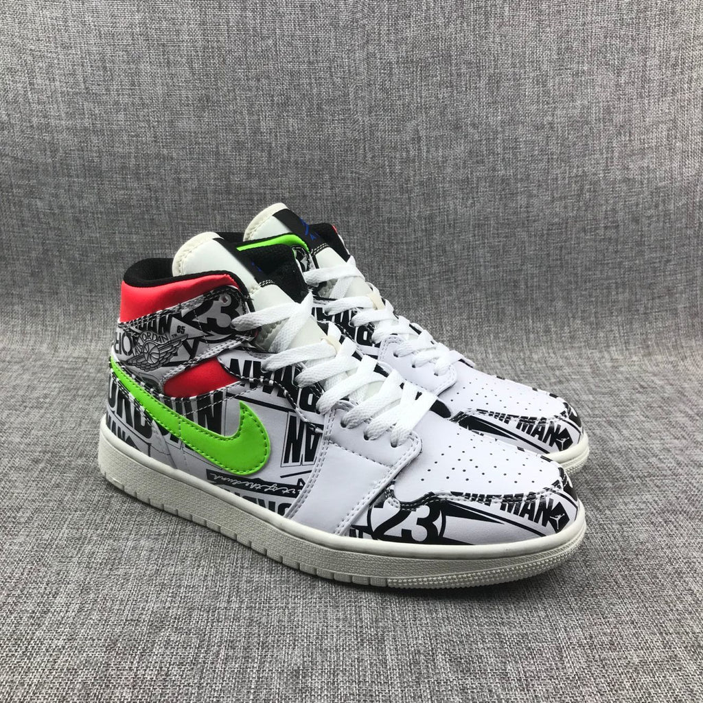 Air Jordan 1 Mid Graphic Sneakers Black White - product image from the listing.
