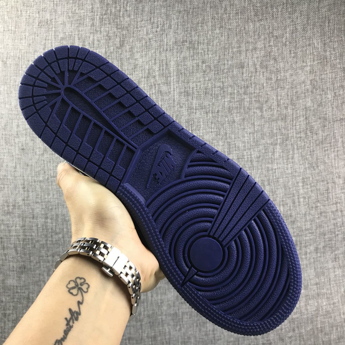 Air Jordan 1 Mid White, Sneakers in Black and Purple - product image from the listing.