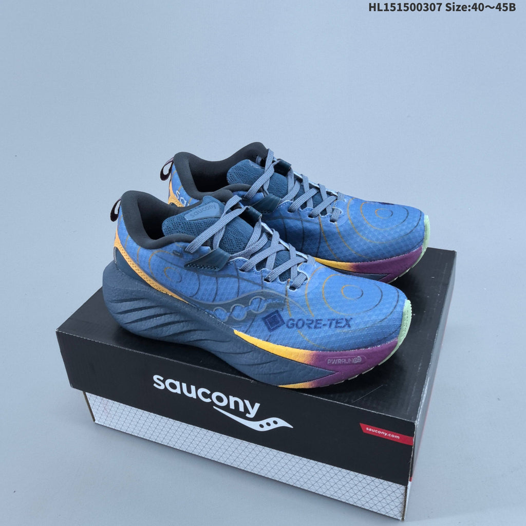 Blue and Orange Saucony Triumph 22 Running Shoes - product image from the listing.