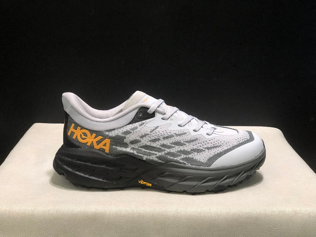 HOKA Speedgoat 5 Trail Running Shoes in White Gray - product image from the listing.