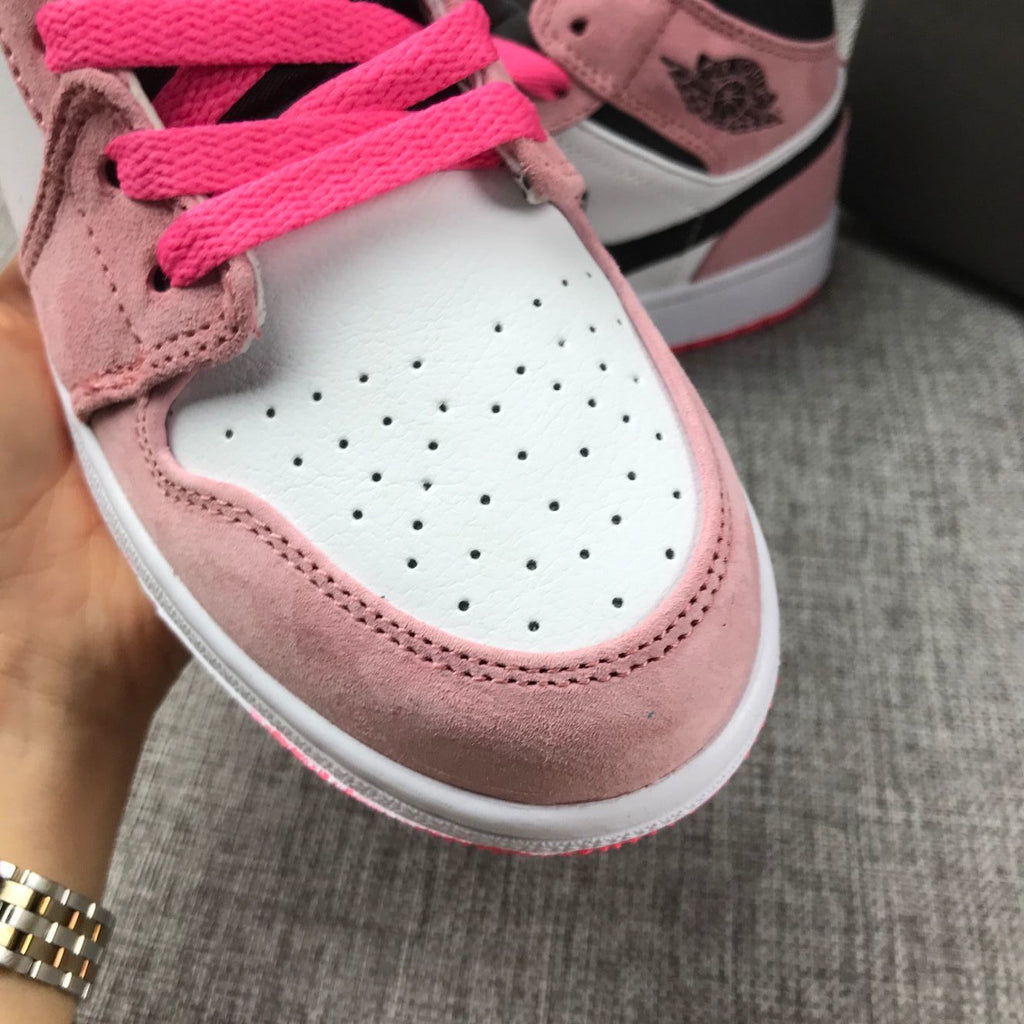 Air Jordan 1 Mid Sneakers in Pink 852542-801 - product image from the listing.