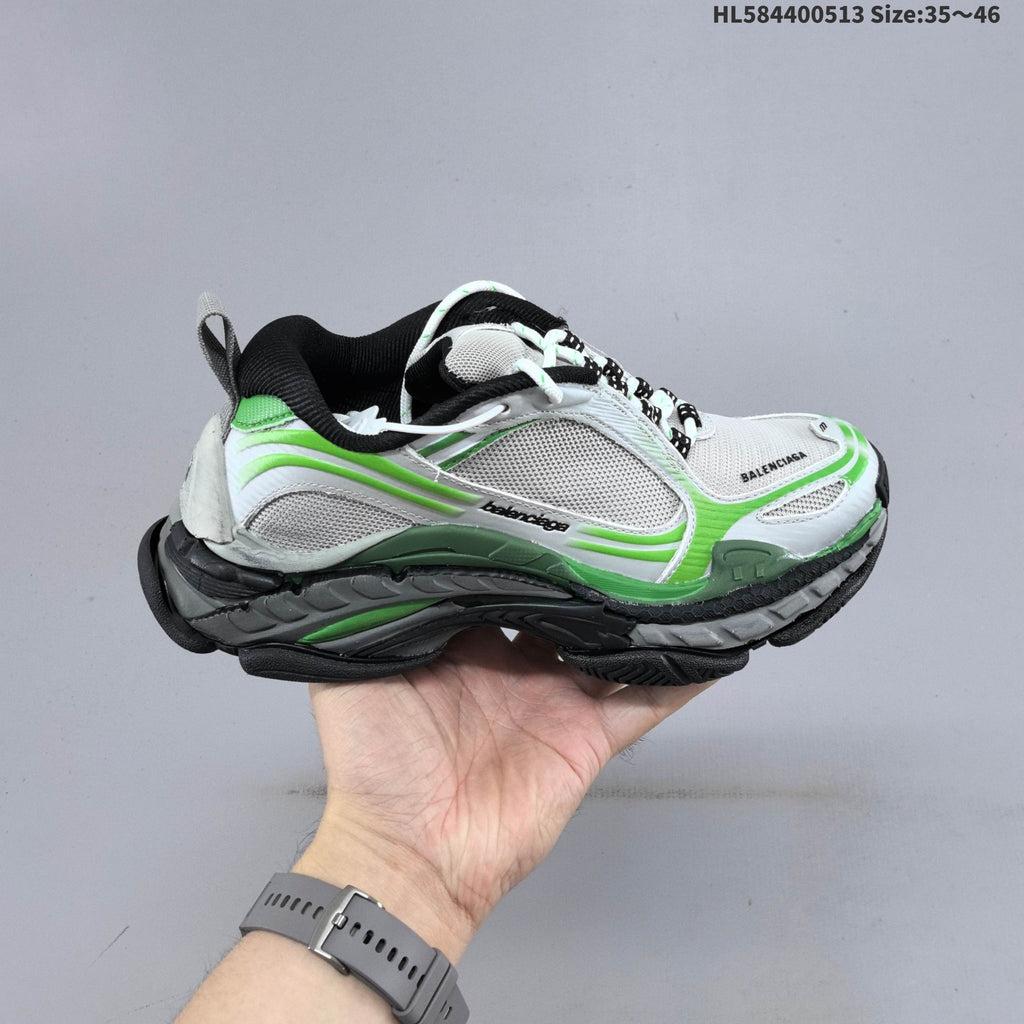 White and Green Balenciaga Triple S 2.0 Sneakers - product image from the listing.