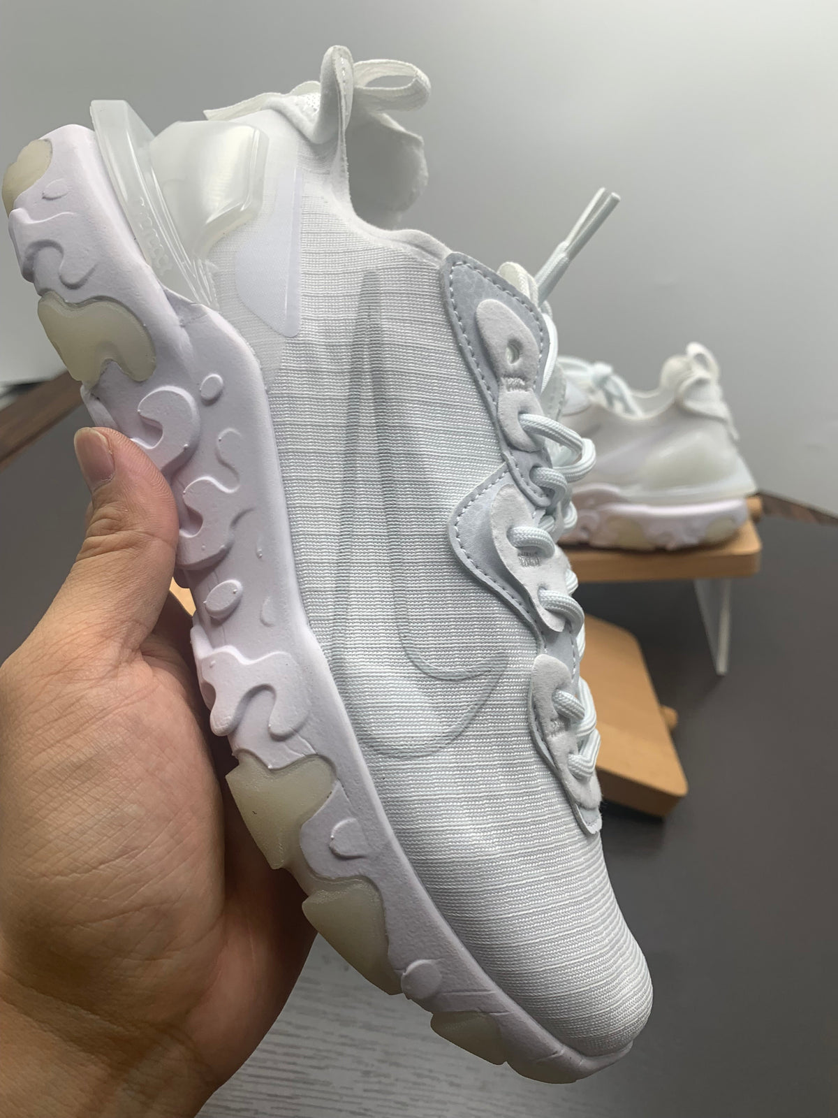 Nike React Element 87 White Grid Trainers - product image from the listing.