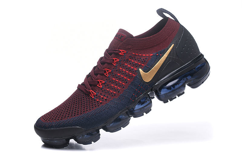 Nike Air VaporMax Flyknit 2 Sneakers in Burgundy Navy - product image from the listing.