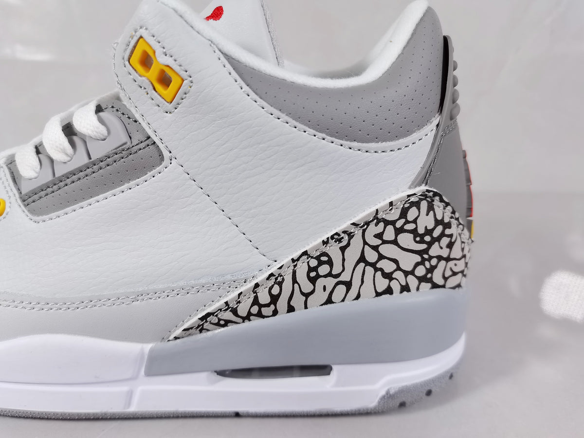 Air Jordan 3 Retro Grey and Orange Sneakers - product image from the listing.