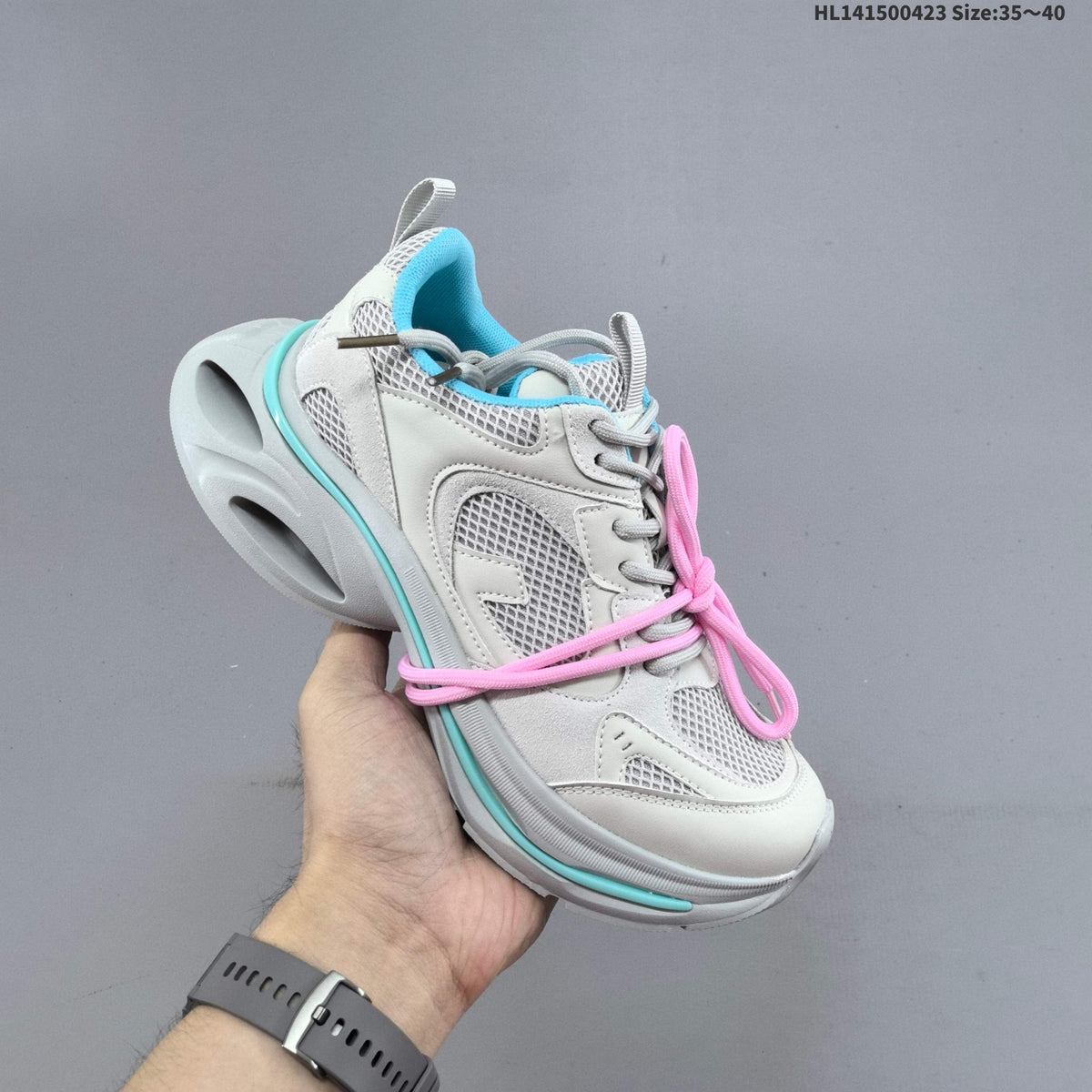 GG-CC Retro Low-Top Sneakers, Chunky Sole, in White and Silver - product image from the listing.