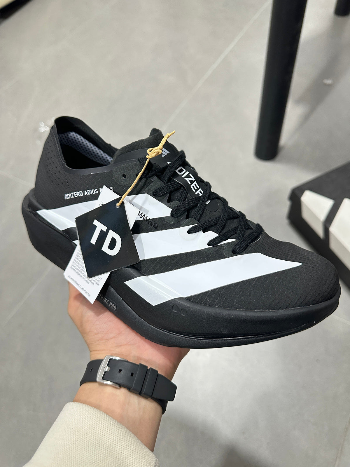 Adidas Adizero Adios Pro 5 Running Shoes in Black White KI8292 - product image from the listing.