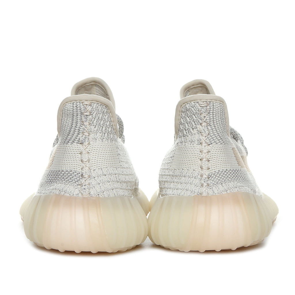 Light Gray and Cream Yeezy 350 V2 Knit Sneakers - product image from the listing.
