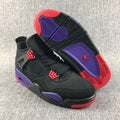 Air Jordan 4 Raptors Black Purple Red Sneakers - product image from the listing.