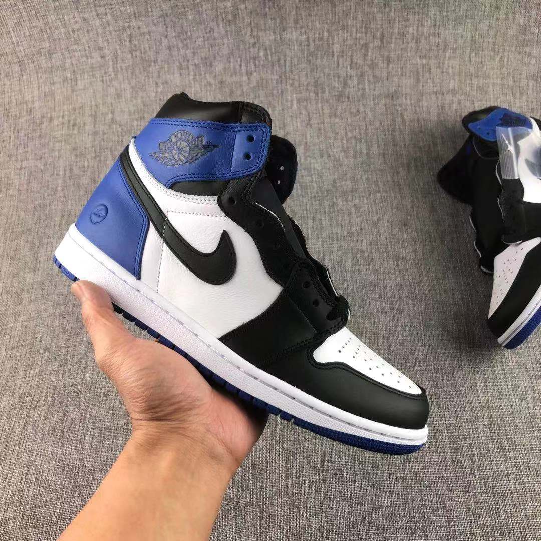 Jordan 1 Retro Fragment Sneakers in Black White Blue 716371-040 - product image from the listing.