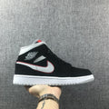 Air Jordan 1 Mid Black, Sneakers in White & Red 554724-060 - product image from the listing.