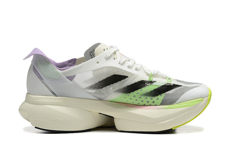 Adidas Adizero Adios Pro 3 Running Shoes in White Green - product image from the listing.