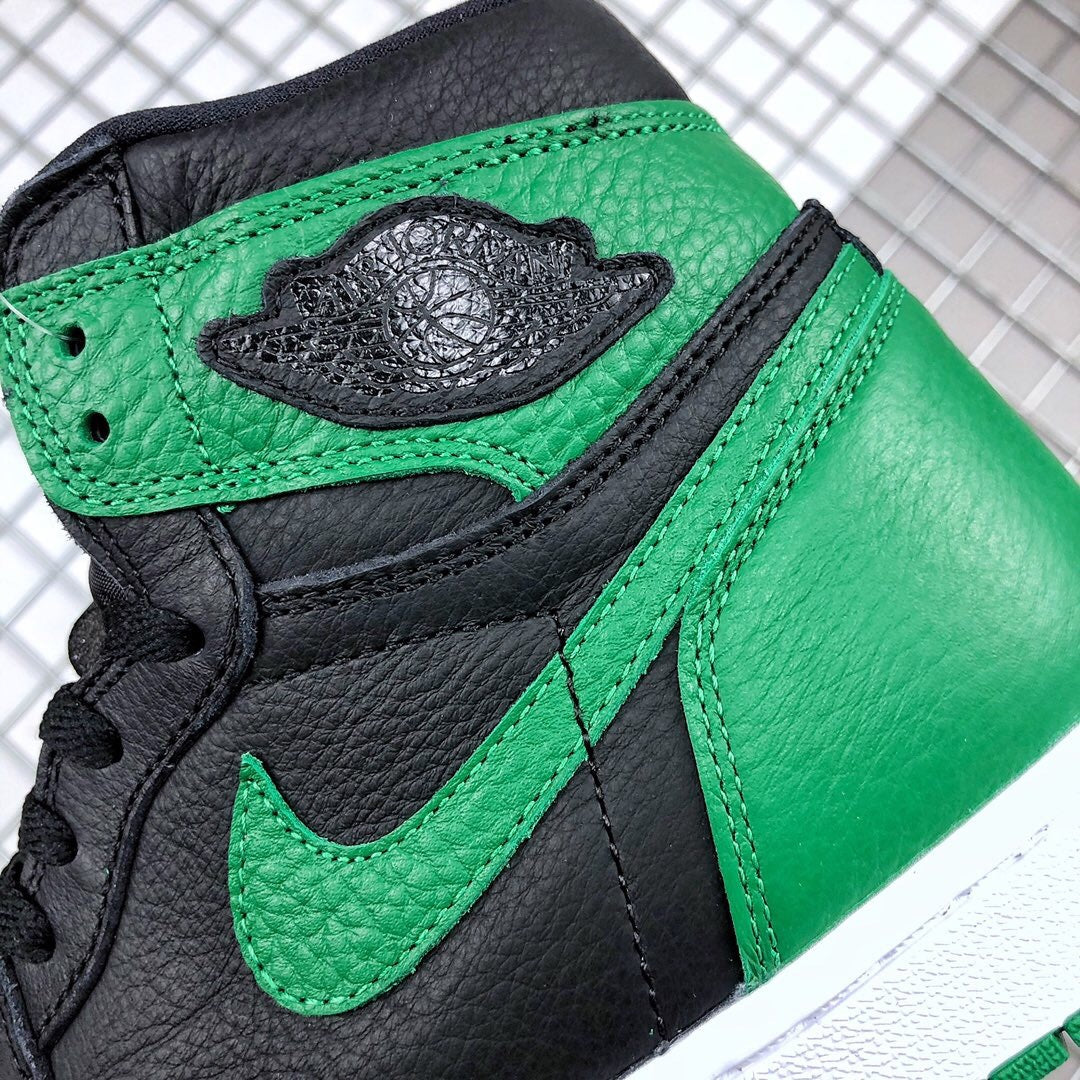 Air Jordan 1 High Pine Sneakers in Green Black 555088-030 - product image from the listing.
