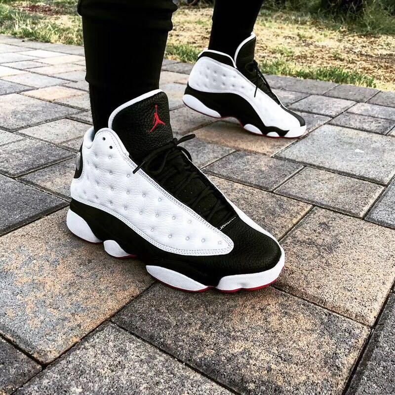 Air Jordan 13 He Got Game Sneakers in Black White Red - product image from the listing.