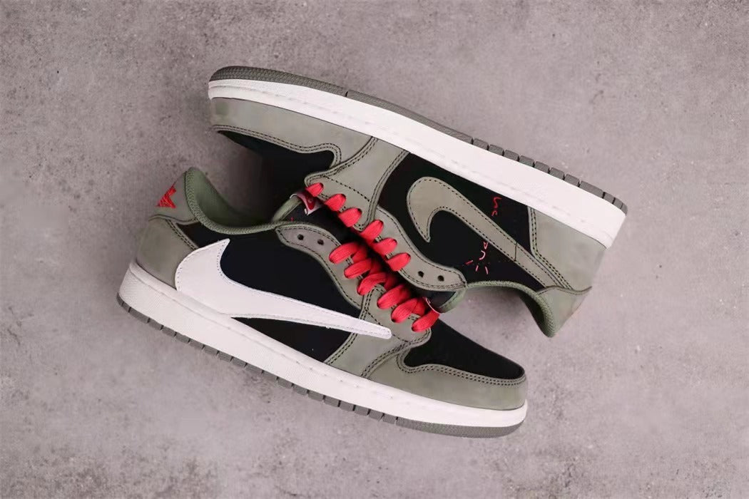 Jordan 1 Low Travis Scott Sneakers in Black Grey White CQ4277-008 - product image from the listing.