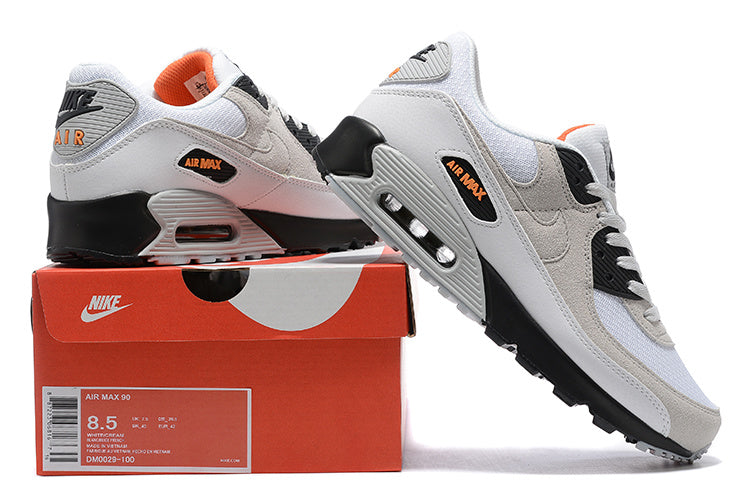 Nike Air Max 90 Sneakers in White Grey Black Orange - product image from the listing.