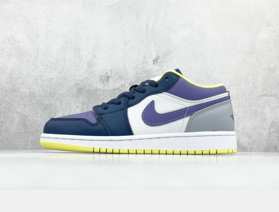 Navy and Purple Jordan DJ4342-400 Low-Top Sneakers - product image from the listing.