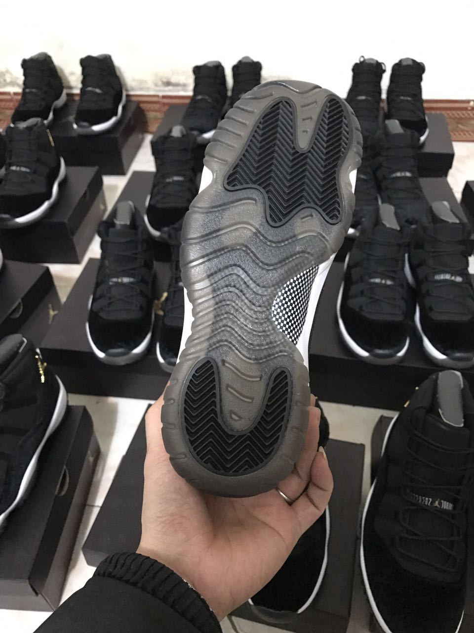 Jordan 11 Black Velvet High-Cut Sneakers - product image from the listing.