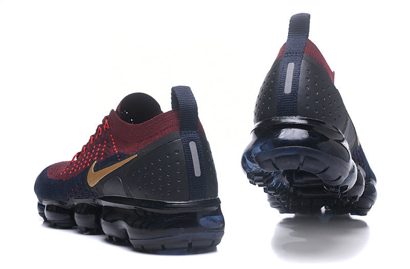 Nike Air VaporMax Flyknit 2 Sneakers in Burgundy Navy - product image from the listing.