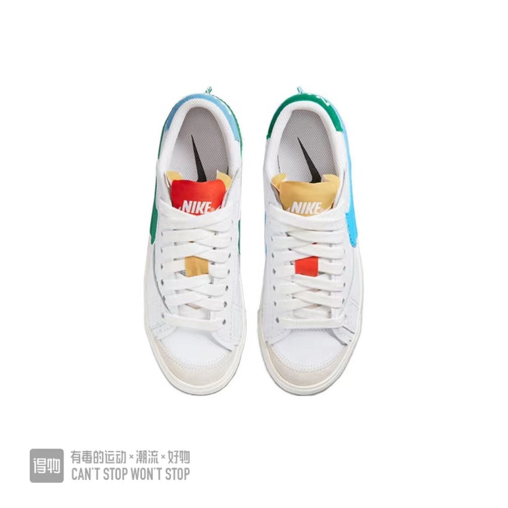 Nike Blazer Low 77 Sneakers in White Blue Green - product image from the listing.