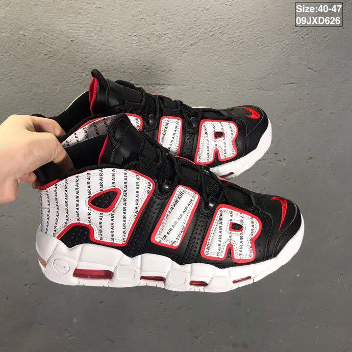 Nike Air More Uptempo Sneakers in Black Red White - product image from the listing.