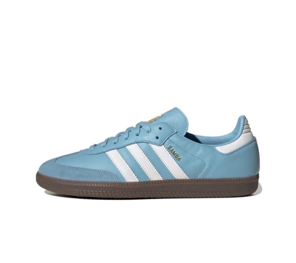 Adidas Samba Trainers, Blue and White, HQ7037 - product image from the listing.