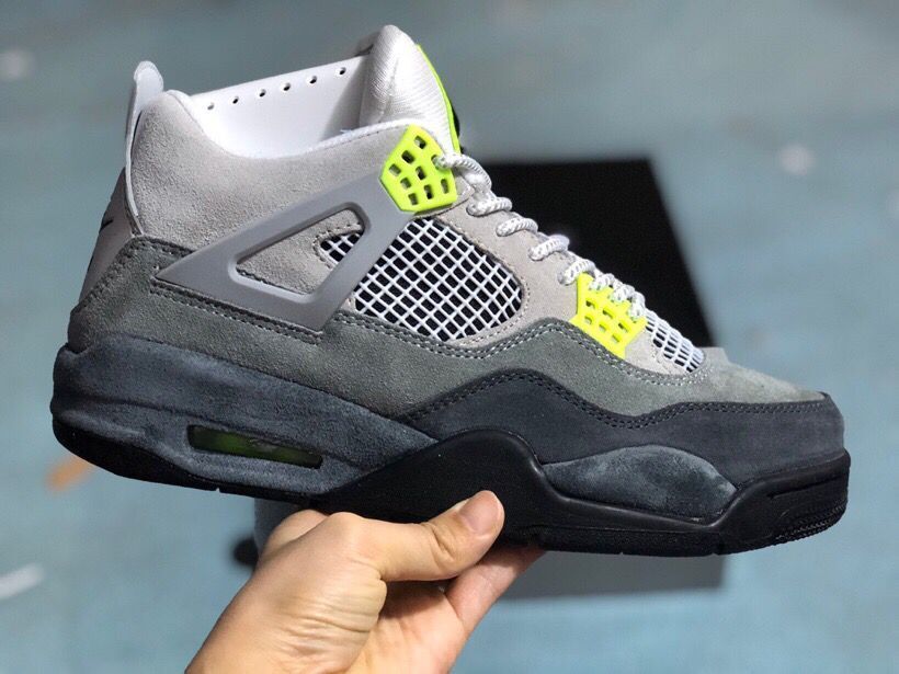 Jordan 4 Retro Sneakers in Gray Green - product image from the listing.