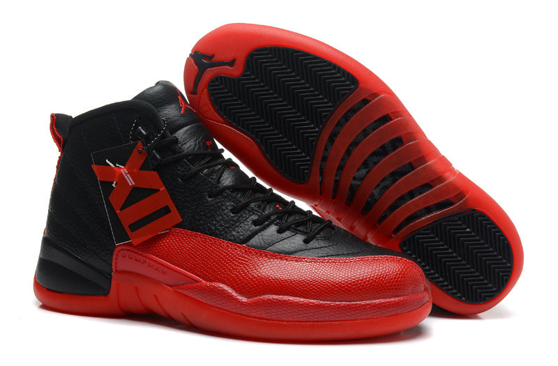 Air Jordan 12 Black and Red High-Cut Basketball Sneakers - product image from the listing.