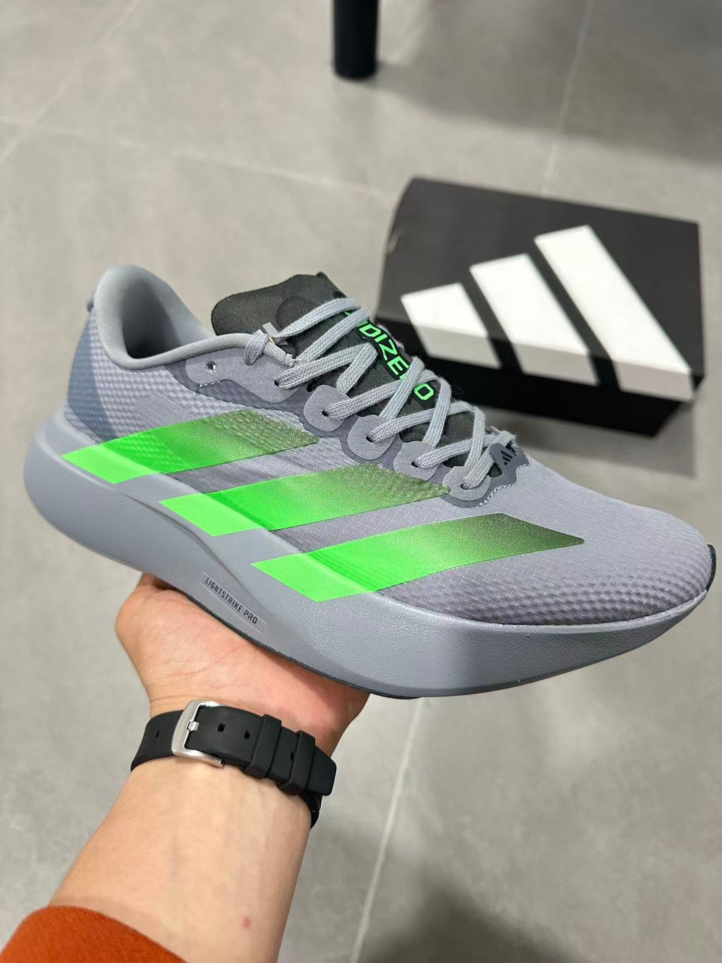 adidas Lightstrike Pro Running Shoes in Grey Green KI6927 - product image from the listing.