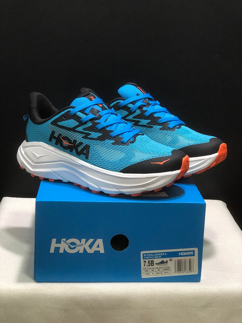 Blue HOKA Challenger 8 Trail Running Shoes - product image from the listing.