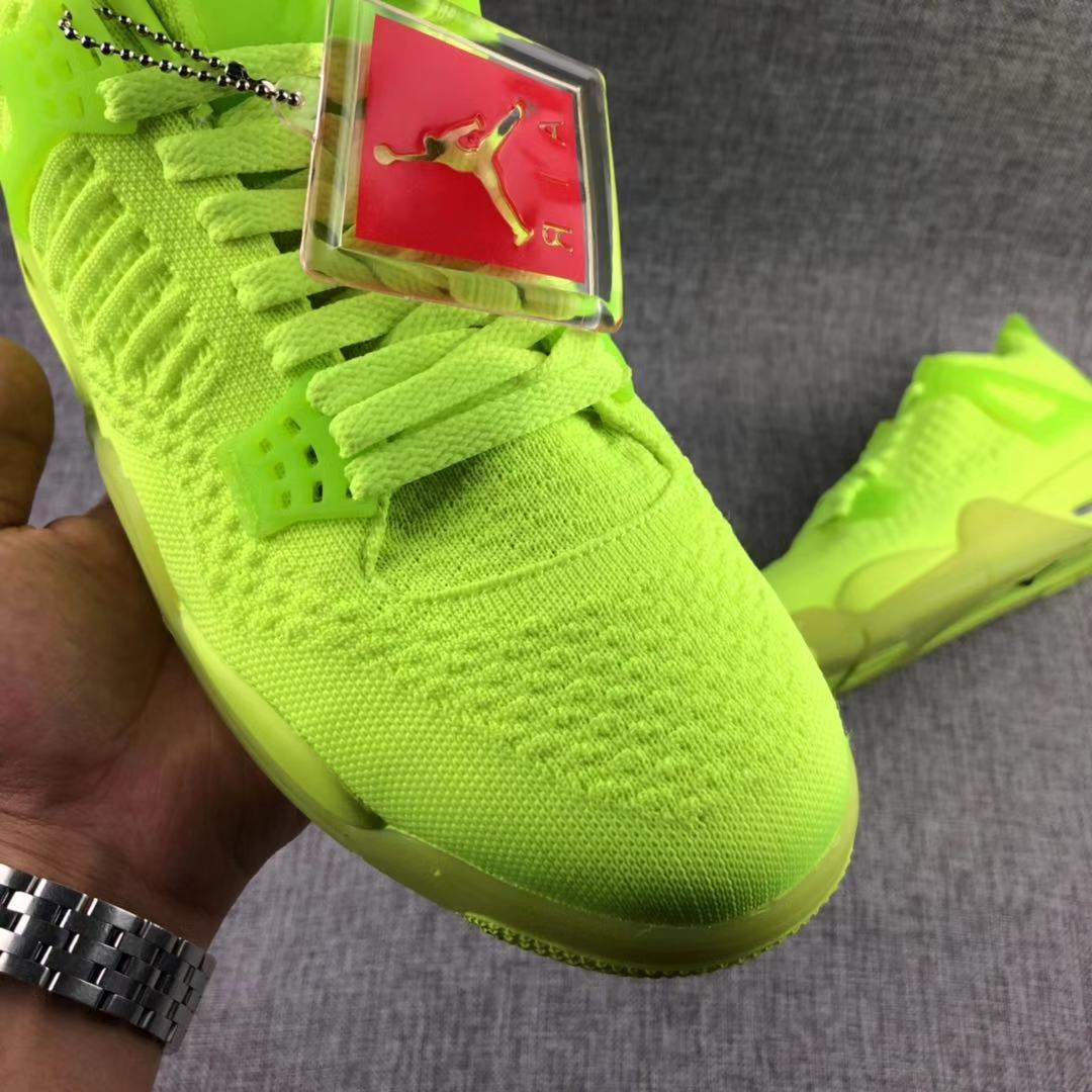 Air Jordan 4 Woven Sneakers Fluorescent Green - product image from the listing.