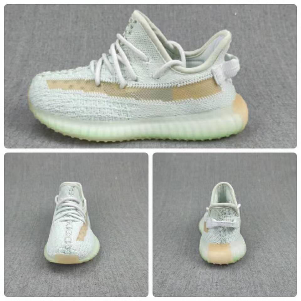 Yeezy Boost 350 V2 Kids Sneakers, in Light Neutral - product image from the listing.