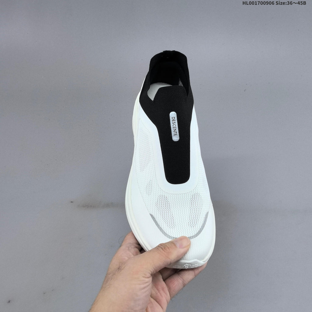 Descente Dualis Primer Slip-On Sneakers, in White and Black - product image from the listing.
