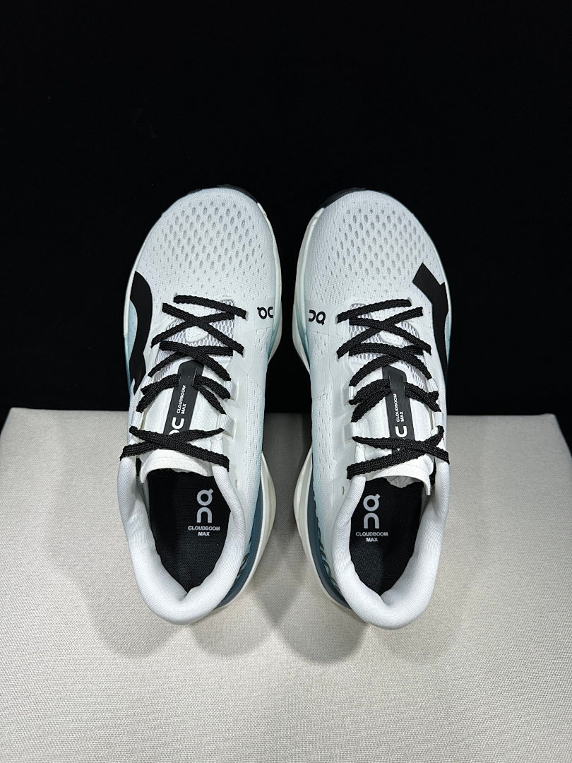 On Cloudboom Max Running Shoes in White and Lake in Blue - product image from the listing.