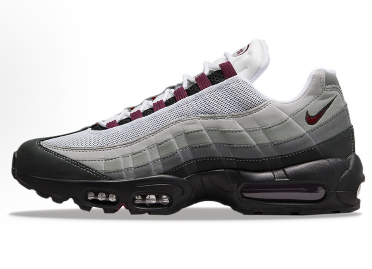 Nike Air Max 95 Sneakers in Gray and Burgundy - product image from the listing.